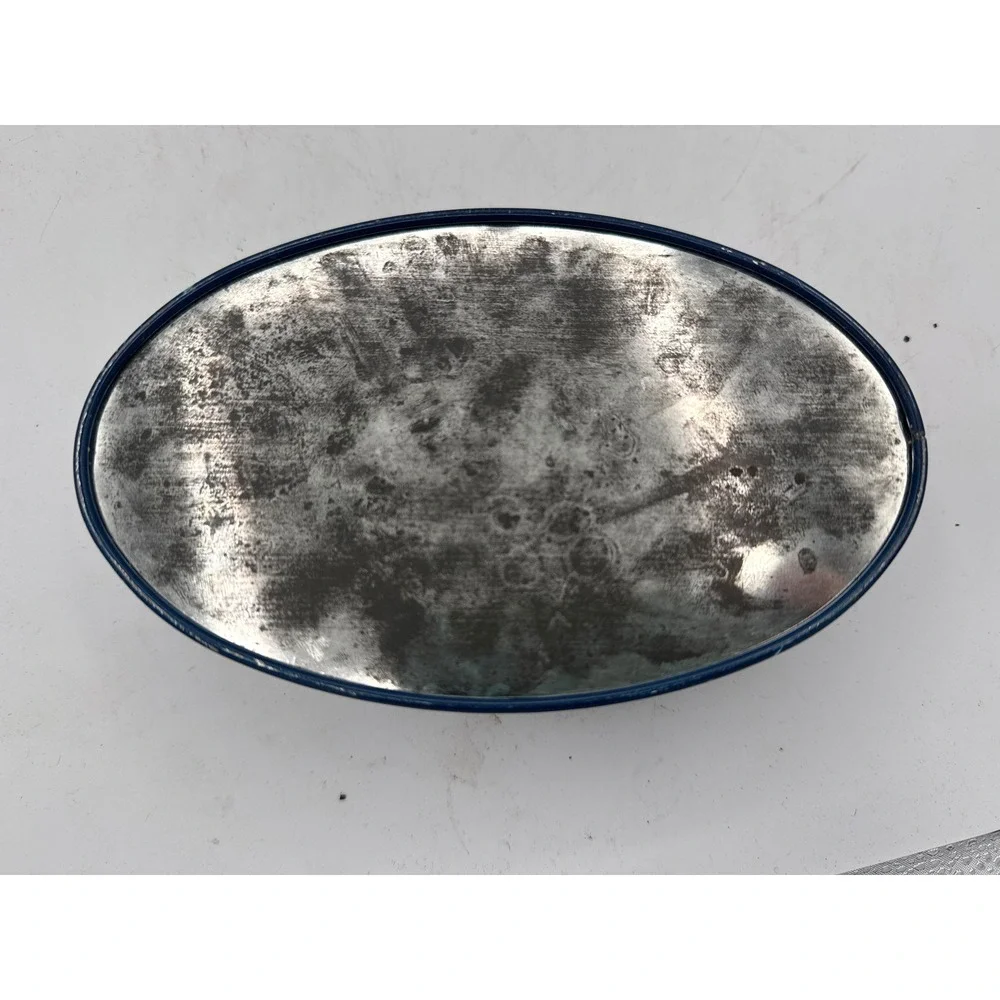 Droste Haarlem Holland Vintage Oval Metal Tin Blue White Nautical Sailing Ship